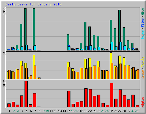 Daily usage for January 2016