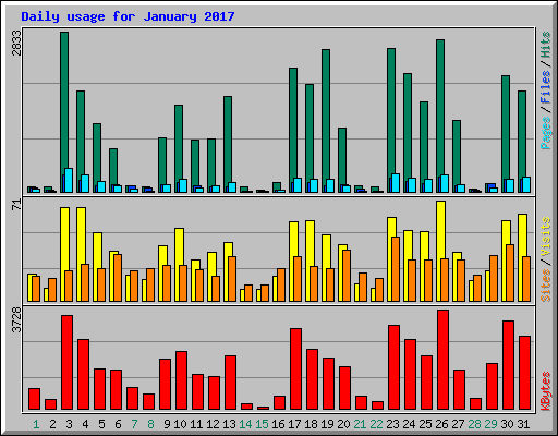 Daily usage for January 2017