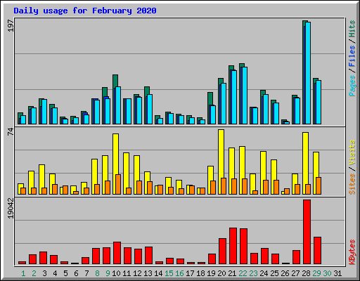 Daily usage for February 2020