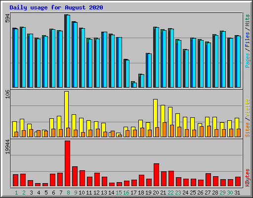 Daily usage for August 2020