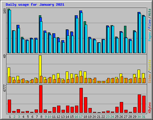 Daily usage for January 2021