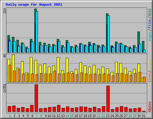 Daily usage for August 2021