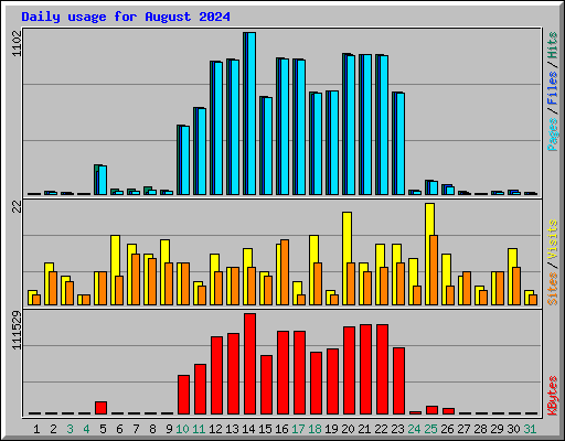 Daily usage for August 2024