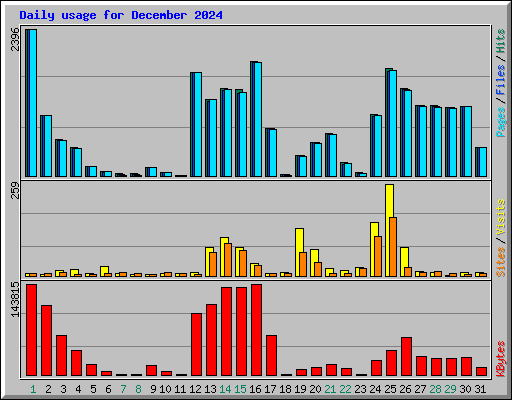 Daily usage for December 2024